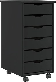 vidaXL Dulap rulant cu sertare „MOSS” din lemn masiv de pin negru