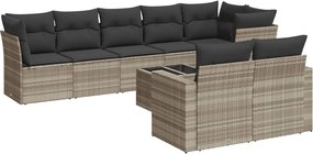 vidaXL Set canapele de grădină cu perne, 9 piese gri deschis poliratan