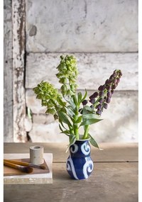 Vază albastră din gresie pictată manual Tulle – Kähler Design