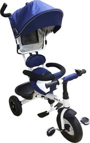Tricicleta cu copertina Baby Care™ My first Trike , pedale si maner pentru parinti, scaun reversibil cu invartire 360 grade , cadru metalic, Albastru