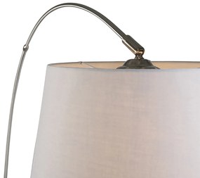 Lampă cu arc inteligentă din oțel cu abajur din stofă albă incluzând Wi-Fi A60 - Arc Basic