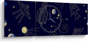 Tablou - Universul (cu ceas) (90x30 cm)