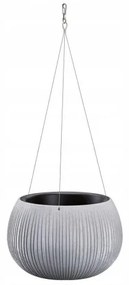 Ghiveci decorativ cu lant, rotund, gri, 2.3 L, 23.8x16.1 cm, Beton Bowl WS