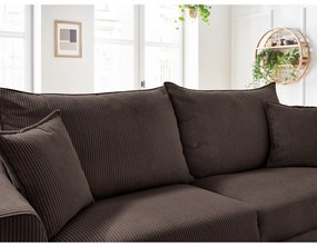 Canapea maro extensibilă cu tapițerie din catifea reiată 225 cm Augustin – Bobochic Paris