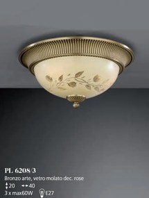 Plafoniera din alama cu sticla decorata design italian D-40cm 6208