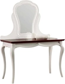 Masă lemn masiv nuc de Toaletă Milan Alb-, 118 × 52,7 × 77,5 cm - Cu oglinda
