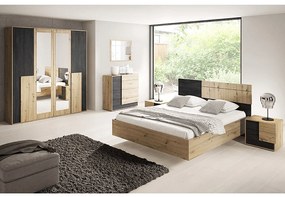 Set dormitor Bafra stejar artizan si pin norvegian negru