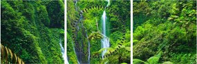 Tablou - Cascada Madakaripura, Java de Est, Indonezia (cu ceas) (90x30 cm)