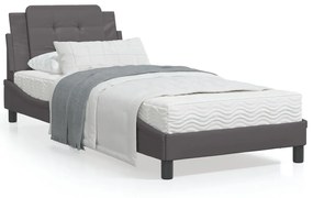 3208145 vidaXL Cadru de pat cu tăblie, gri, 80x200 cm, piele ecologică