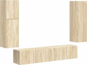 vidaXL Set comodă TV Pe perete 4 pcs Stejar Sonoma Lemn compozit