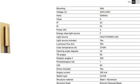 Aplica cu reader LED directionabil stil minimalist GABO bronz