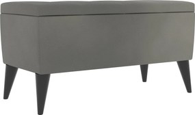 Bancheta Tapitata Mera, cu spatiu depozitare, Gri grafit, tapiterie mixta cu piele naturala, 80 x 37 x 42 cm