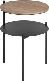 Noptieră neagră/în culoare naturală închisă cu blat cu aspect de lemn de nuc Tu – noo.ma