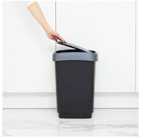 Coș de gunoi din plastic reciclat, argintiu-negru 10 l Twist - Rotho