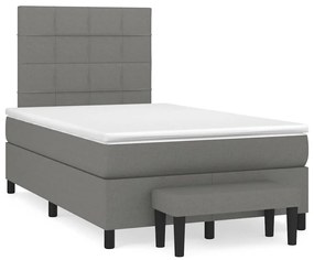 vidaXL Pat box spring cu saltea, gri închis, 120x190 cm, textil