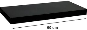 Raft de perete Volato, 90 cm, negru lucios