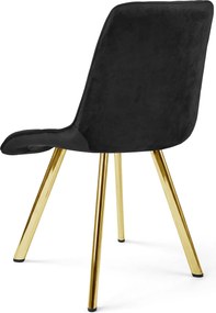 Scaun de masa CIEZA VELVET cu picioare aurii, negru