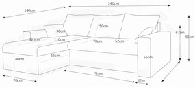 Supermobel Colțar extensibil JORK, 243x72x145, microfibră 27/15