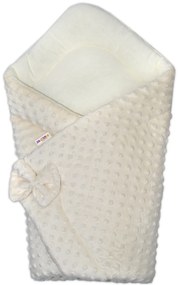 Baby Nellys de lux zavinovačka cu panglică 75x75cm, Minky Baby Duo - cremă