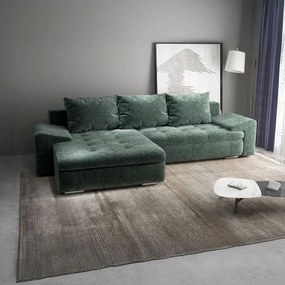 Colțar extensibil dumonde cu ladă de depozitare si sezut confortabil din spuma high-density, Leonardo Euphoria Verde 260x185 cm