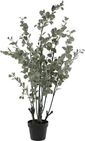 Planta decorativa artificiala eucalipt, in ghiveci negru, Fleur
