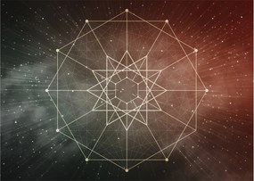 Tablou pe sticlă - Dodecagrama cosmică (70x50 cm)