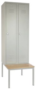 Dulap metalic cu bancheta, 60 x 85 x 185 cm, blocare cu rotire, gri - RAL 7035