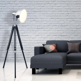 Lampadar cu trepied design retro Christie, negru/ crom 2058642 NV