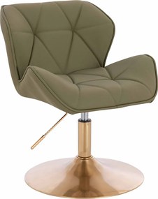 HR111N Scaun Khaki Piele Ecologica Premium Soft cu Bază Aurie