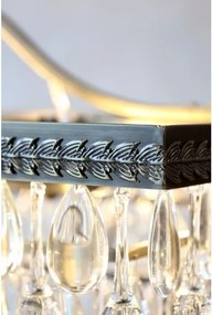 Candelabru din alamă antichizată, cu prisme din sticlă în formă de picătură, 120×40×40 cm, "Versailles"