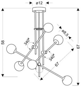 Lustră pe tijă PAKSOS 6xG9/5W/230V neagră
