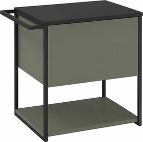 Set dulap baza suspendat Krofam Lov verde-negru 60 cm blat negru cu finisat piatra