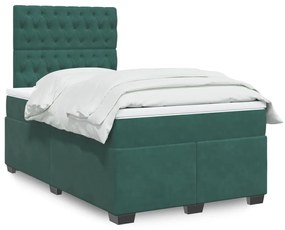 3293167 vidaXL Pat box spring cu saltea, verde închis, 120x190 cm, catifea