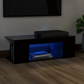 804239 vidaXL Comodă TV cu lumini LED, negru, 90x39x30 cm