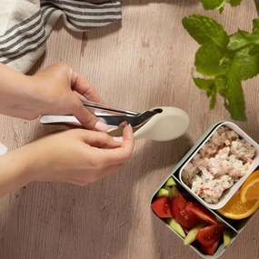 Set de 3 tacâmuri Kinghoff KH 1954, Cutie de depozitare din silicon, Oțel inoxidabil, Argint