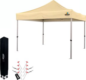 Foișor de grădină pliabil 3x3 m | Protecție UV/PVC premium | Construcție robustă BRIMO | Montaj rapid fără scule - fără pereți - Bej