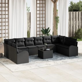 vidaXL Set de canapele pentru grădină cu 11 piese și perne din rattan bej