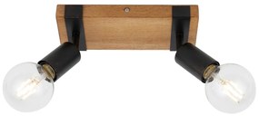 Plafoniera moderna neagra din lemn cu 2 becuri Italux Molini