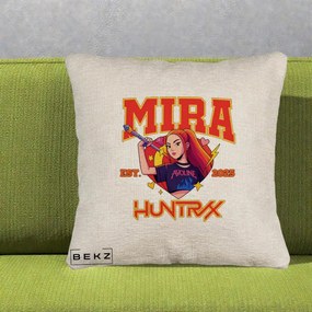 Perna Personalizata K-pop HUNTRX Mira Personaj Avoline, 40x40 cm, Bej Canapea, Husa Detasabila, Perna Inclusa, BEKZ®