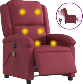 vidaXL Fotoliu electric de masaj rabatabil, roșu vin, textil