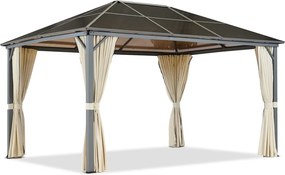 Milos 3x4m foișor de grădină cu perdele crem Garden Point