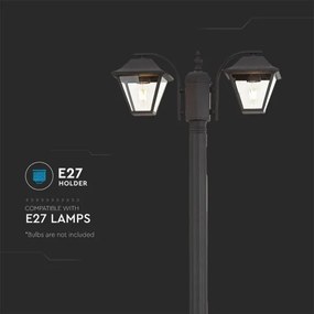 Lampă de exterior 2xE27/60W/230V IP44 232 cm neagră