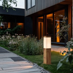 Lampă modernă de exterior din oțel cu imprimeu de lemn 45cm IP44 - Malois