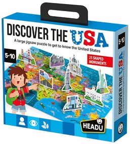 PUZZLE DESCOPERITI STATELE UNITE ALE AMERICII CU 25 DE MONUMENTE 3D - HEADU (HE57946)
