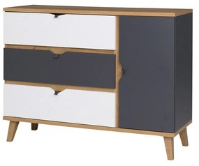 Comodă Thalia TM09 K1D3SZ (stejar auriu + grafit + Alb). 1058335