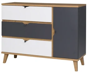 Comodă Thalia TM09 K1D3SZ (stejar auriu + grafit + Alb). 1058335