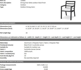 Scaun de interior/ exterior elegant design LUX Delta, negru 115003 HZ