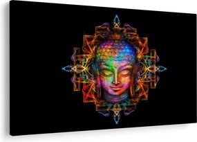 Tablou - Bustul lui Buddha în culori neon (90x60 cm)