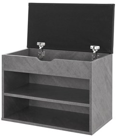 Suport pantofi cu capac rabatabil și scaun tapițat 60 x 30 x 44 cm aspect beton