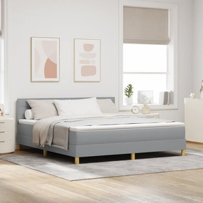 vidaXL Pat cu arc cu saltea și LED gri deschis 180x200 cm țesătură